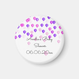 Pink Purple Balloon Baby Shower  Magnet