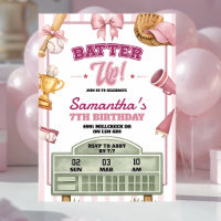 Pink Purple Baseball Theme Batter Up Girl Birthday