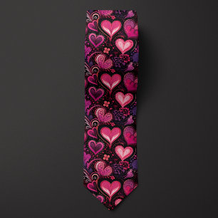 Pink & Purple Batik-inspired Valentine Heart  Tie