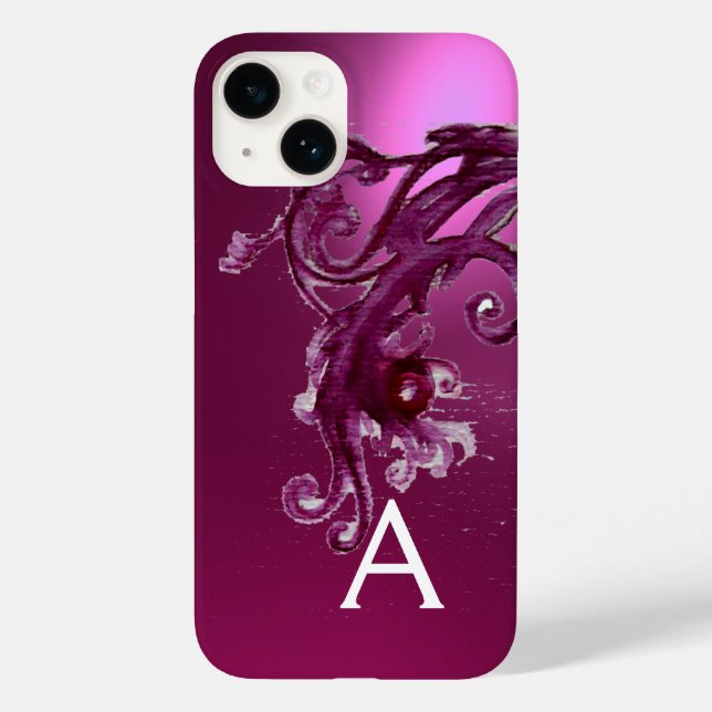 PINK PURPLE BERRIES AND FLORAL SWIRLS MONOGRAM  Case-Mate iPhone CASE (Back)