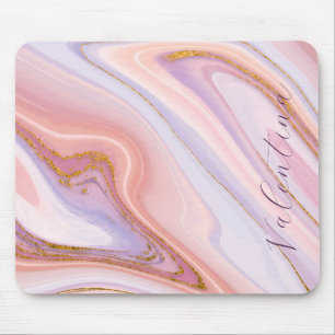 Pink Purple Berry Marble Gold Glitter Customisable Mouse Pad