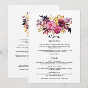 Pink, Purple, Black, and Gold Floral Guest Details Menu
