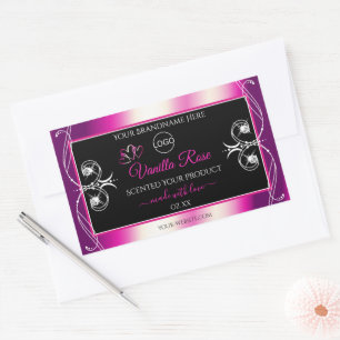 Pink Purple Black Product Labels Diamonds and Logo