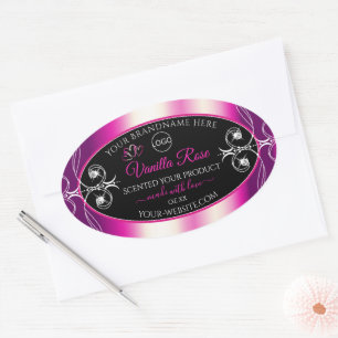 Pink Purple Black Product Labels Diamonds and Logo