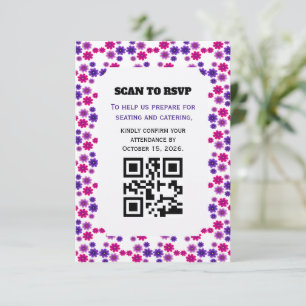 Pink & Purple Blooms Symmetrical Mini Floral RSVP Card