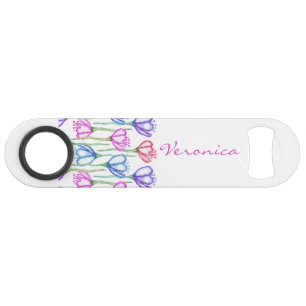 Pink Purple Blue and Red Watercolor Tulip Monogram