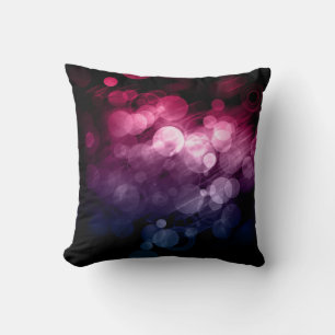 Pink, Purple & Blue Bokeh Designed Pillow 1
