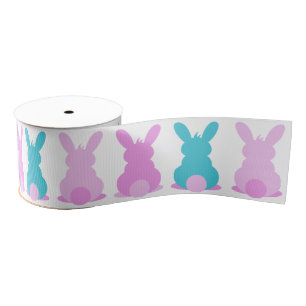 Pink, purple, blue bunny Grosgrain Ribbon