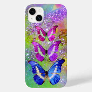 PINK PURPLE BLUE BUTTERFLIES,GREEN GOLD SPARKLES Case-Mate iPhone 14 PLUS CASE