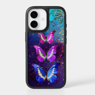 PINK PURPLE BLUE BUTTERFLIES IN GOLD SPARKLES