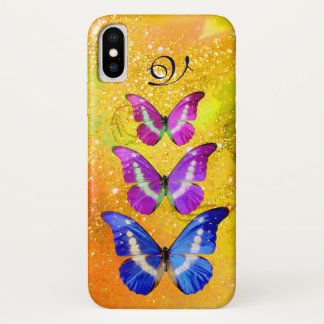 PINK PURPLE BLUE BUTTERFLIES IN GOLD YELLOW Case-Mate iPhone CASE