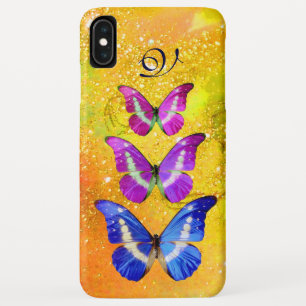 PINK PURPLE BLUE BUTTERFLIES IN GOLD YELLOW Case-Mate iPhone CASE