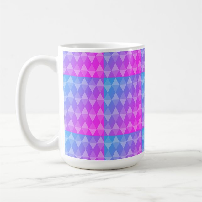 Pink, Purple, Blue Diamond Pattern Coffee Mug (Left)