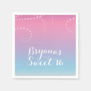 Pink Purple Blue Dipped Birthday Party Custom Napkin