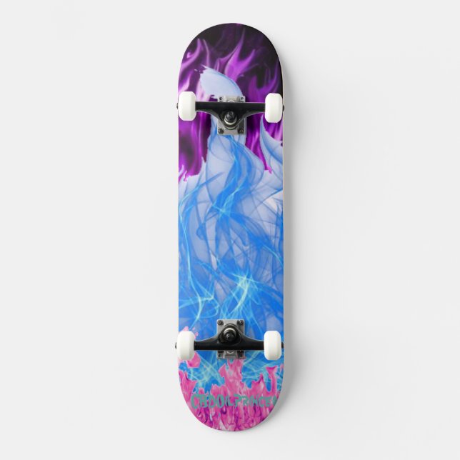 PINK, PURPLE & BLUE FLAMES! SKATEBOARD (Front)