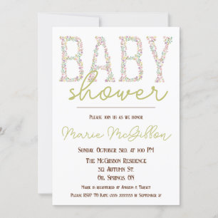 Pink, Purple, Blue, Floral Baby Shower Invitation