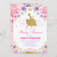 Pink Purple Blue Floral Royal Princess Baby Shower