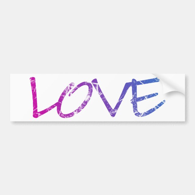 Pink, Purple, Blue Love Vintage Bumper Sticker (Front)