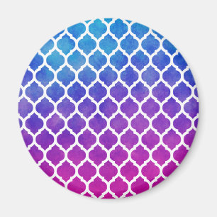 Pink Purple Blue Ombre Moroccan Lattice Magnet