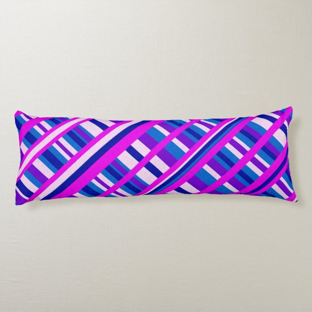 Pink Purple Blue Plaid Diagonal Body Cushion (Back)