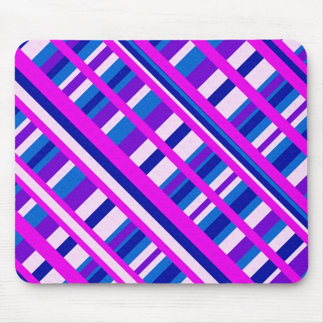 Pink Purple Blue Plaid Diagonal Mouse Pad (Front)