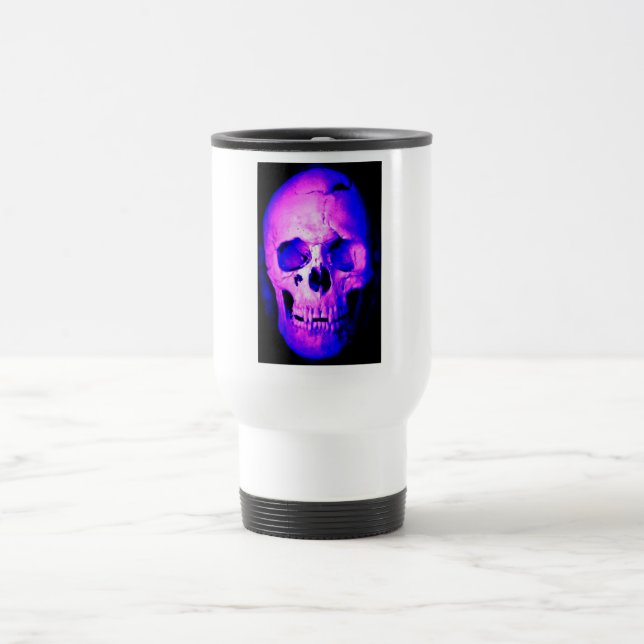Pink Purple Blue Skull Travel Mug (Center)