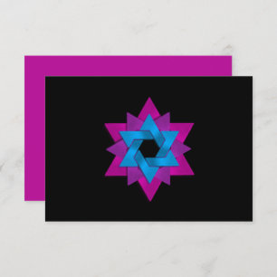 Pink Purple Blue Star Flower RSVP Card