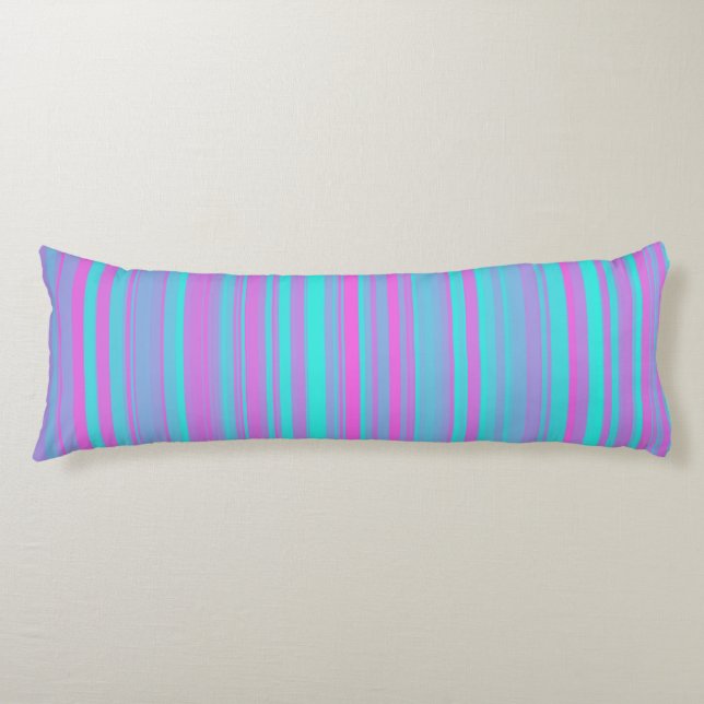 Pink Purple Blue Stripes Pattern Body Cushion (Front)