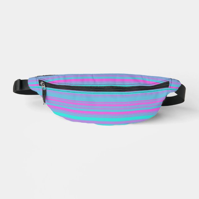 Pink Purple Blue Stripes Pattern Bum Bags (Front)
