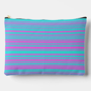 Pink Purple Blue Stripes Pattern Large Accessory Pouch