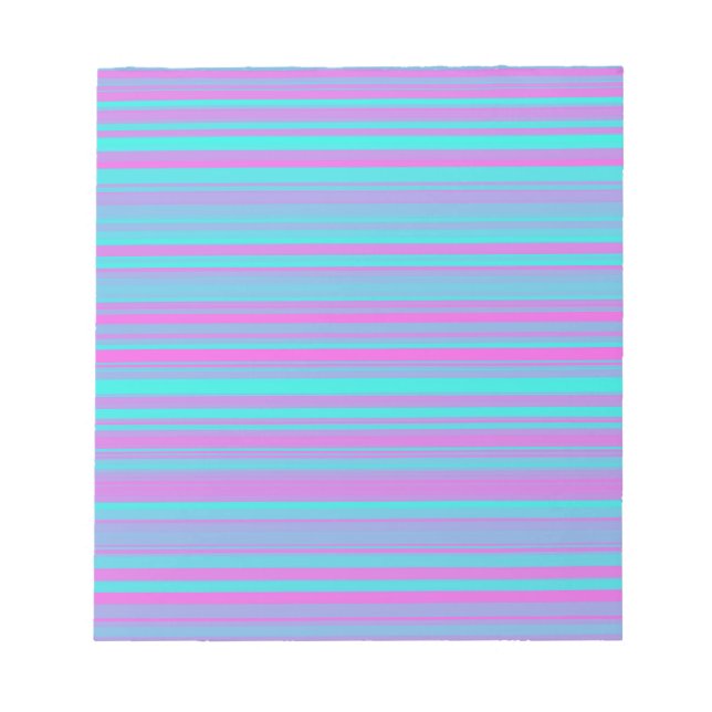 Pink Purple Blue Stripes Pattern Notepad (Front)