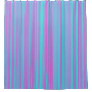 Pink Purple Blue Stripes Pattern Shower Curtain
