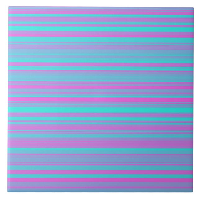 Pink Purple Blue Stripes Pattern Tile (Front)