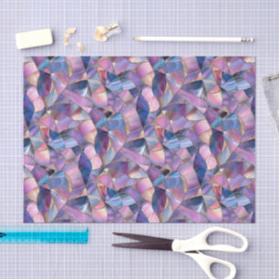 Pink Purple Blue Watercolor Mosaic Stained Glass Tissue Paper