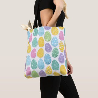 PINK PURPLE BLUE YELLOW GREEN EASTER EGGS TOTE BAG