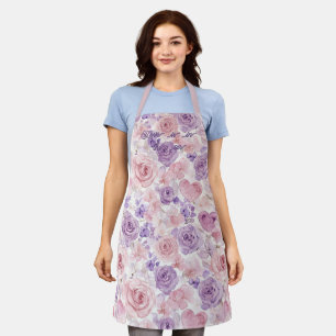 Pink Purple Blush Flowers Hearts Love Air Apron