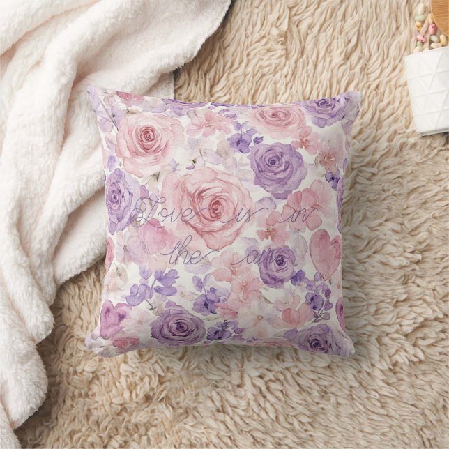 Pink Purple Blush Flowers Hearts Love Air Cushion (Blanket)