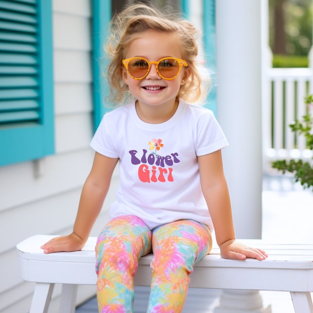 Pink Purple Boho Flower Girl Wedding T-Shirt (Creator Uploaded)