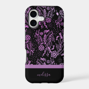 Pink Purple Botanical Doodle Pattern Signature
