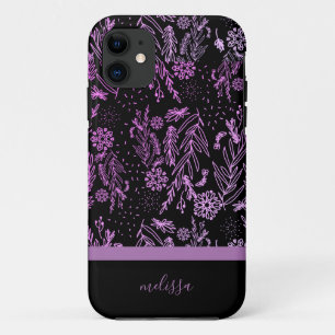 Pink Purple Botanical Doodle Pattern Signature Case-Mate iPhone Case