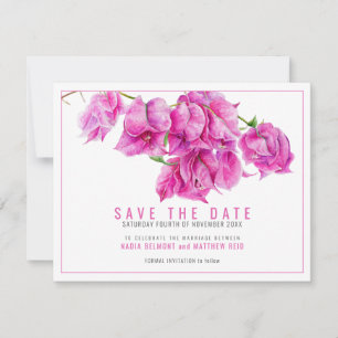 Pink purple bougainvillea floral art wedding save the date