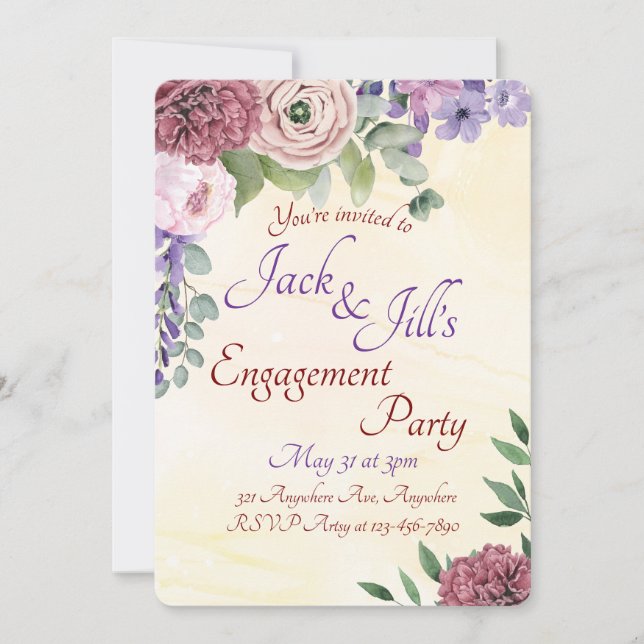Pink & Purple Bouquet Invitation (Front)