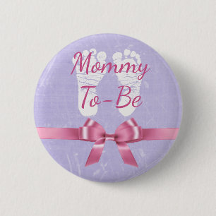 Pink & Purple Bow Mummy to be Baby Shower Button