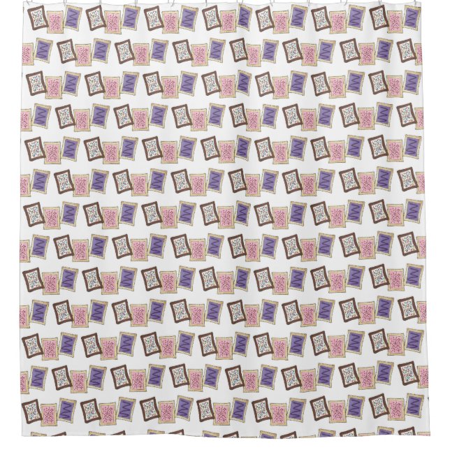 Pink Purple Breakfast Toaster Pastry Junk Food Shower Curtain (Front)