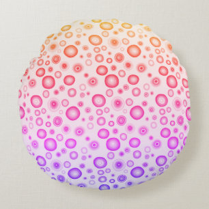 Pink Purple Bubbles Modern Circles Pattern Round Cushion