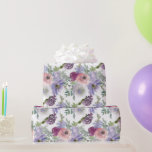 Pink Purple Burgundy Floral Wedding Wrapping Paper<br><div class="desc">A pretty assortment of purple,  pink and burgundy flowers on a light grey background is the perfect wedding gift wrap your bride will love</div>