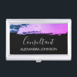 Pink Purple Business Foil Brush Stroke Business Card Holder<br><div class="desc">Pink, Purple and Black Ombre Foil Brush Stroke Trendy Consultant Minimalist Business Card Holder with white hand lettered elegant typography for the monogram. The Foil Brush Stroke Business Card Holder can be customised for any profession. If the profession or name text does not fit your needs, please contact the designer....</div>