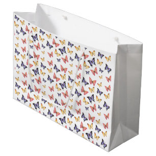 Pink Purple Butterflies Large Gift Bag