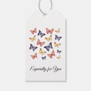 Pink Purple Butterflies Modern Script  Gift Tags