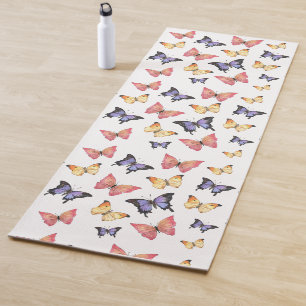 Pink Purple Butterflies Yoga Mat